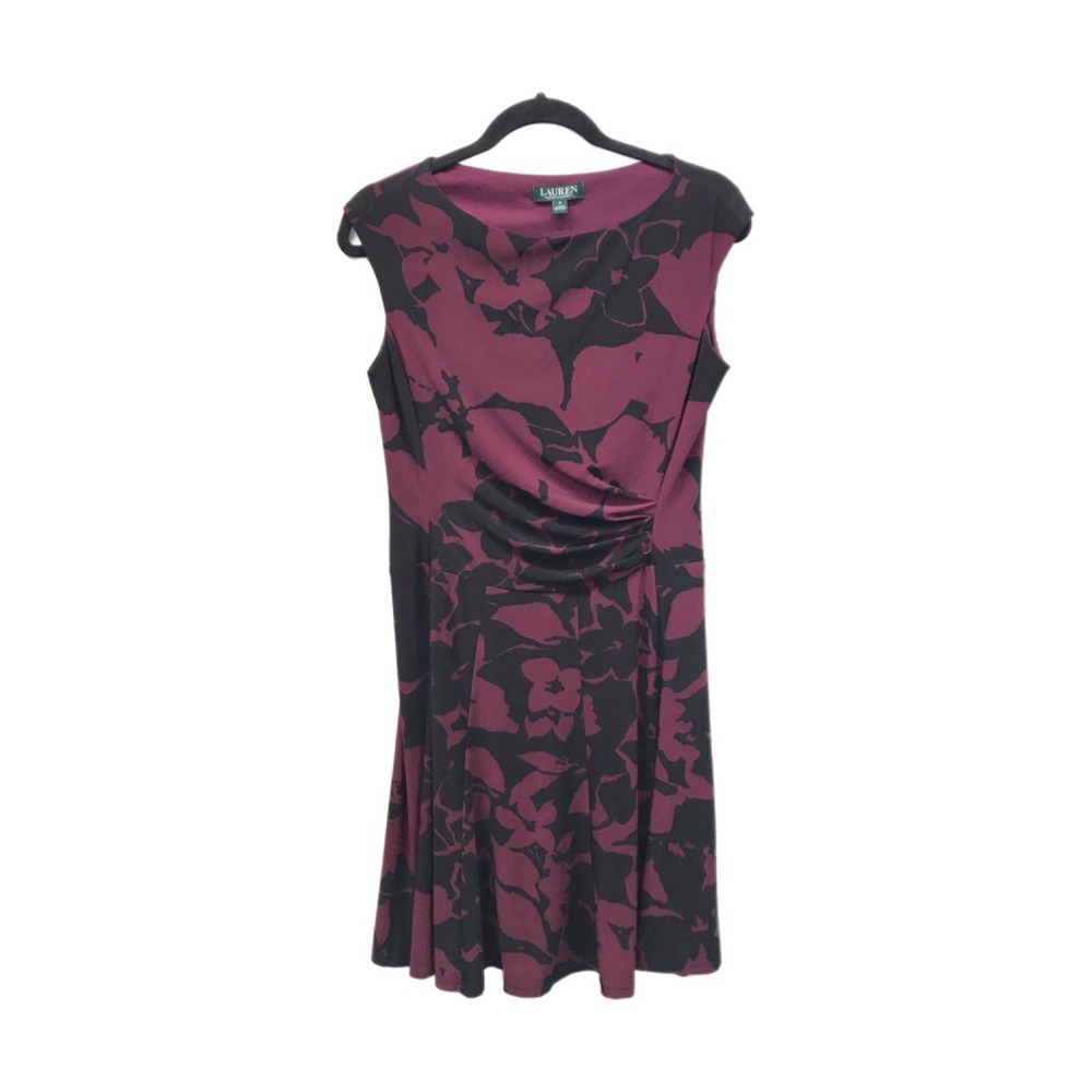 LaurenRalph Lauren Floral Sheath Sleeveless Dress Ruched Summer Wedding Size 8 M